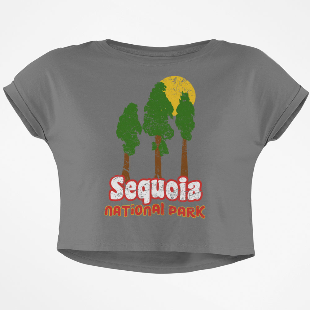 National Park Retro 70s Landscape Sequoia Junior Boxy Crop Top T Shirt - Bild 2 von 3
