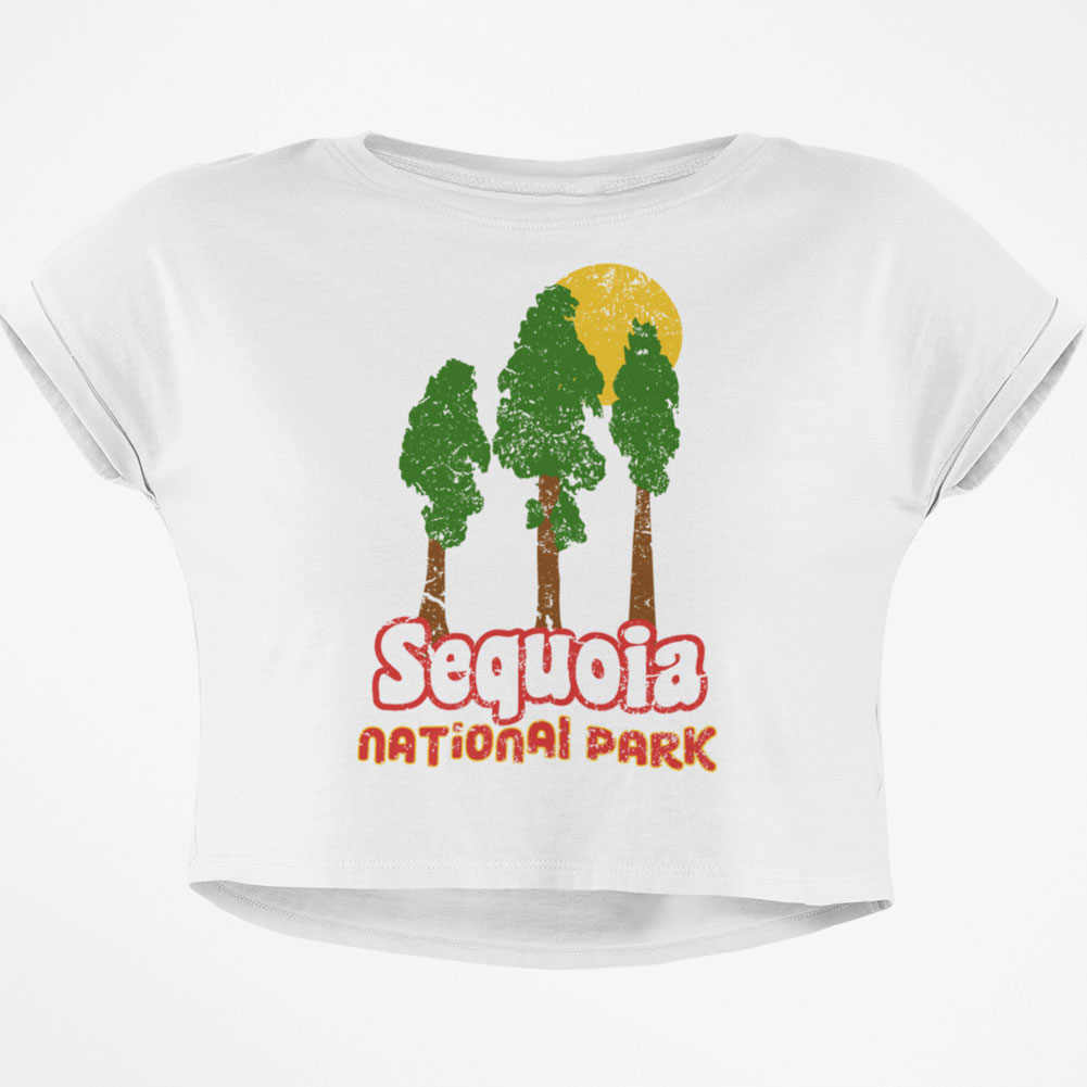 National Park Retro 70s Landscape Sequoia Junior Boxy Crop Top T Shirt - Bild 1 von 3